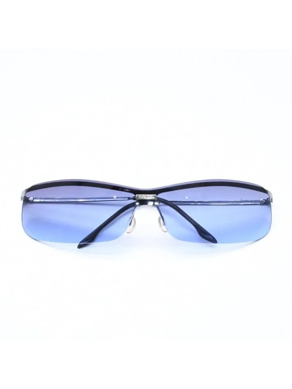 Chanel Half Rim Sunglasses Eyewear Blue Lens